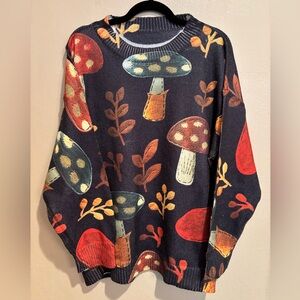 Funky Fungi Mushroom Sweater, Crew Neck, Super Soft, Unisex 2XL